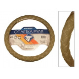 Оплетка на руль  Hova Bright L №47680  черная с серой строчкой