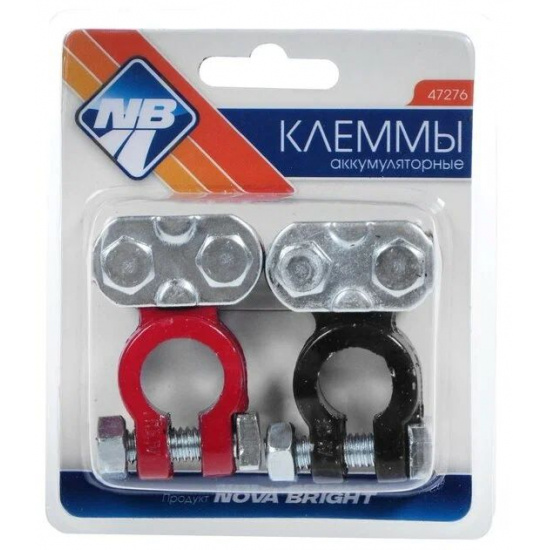 Клеммы  АКБ блистер Novo Bright  (Черные- Красный+) (47276) - 1