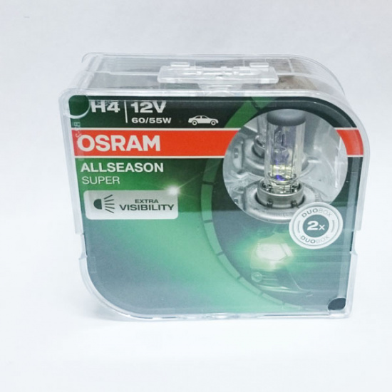 Лампа Osram H4 12V 60/55W ALSEASON SUPER +30% яркости (2 лампы в боксе) - 1