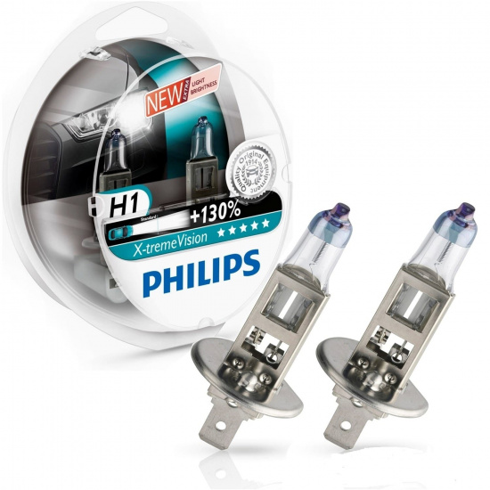 Лампа Philips H1 12V 55W  X-TREME VISION +130% яркости (2 лампы в боксе) - 1