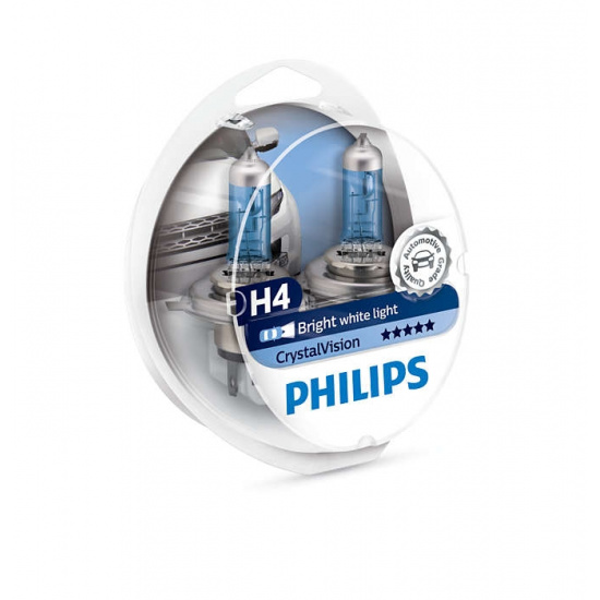 Лампа Philips H4 12V 60/55W CRISTAL VISION 4300K +2шт W5W (2 лампы в боксе) - 1