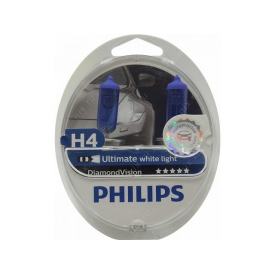 Лампа Philips H4 12V 60/55W DIAMOND VISION 5000K (2 лампы в боксе) - 1