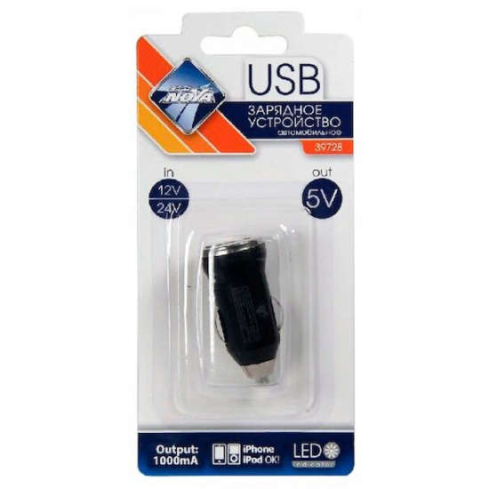 Зарядник для мобильного 12В+24В Nova Bright 1 USB   №39728 - 1