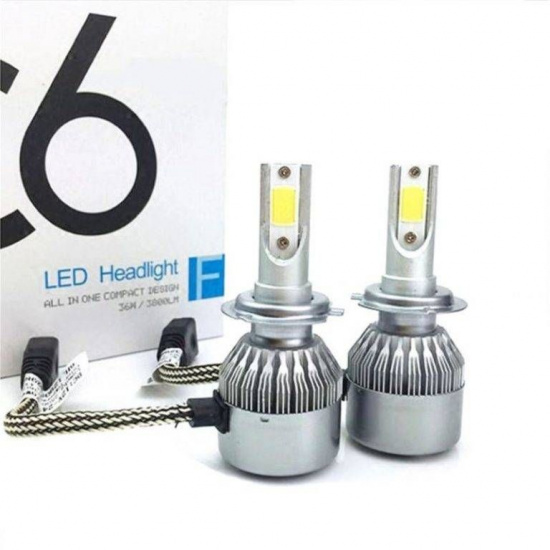 К-т светодиодных лампы  С6   H7    12V 18W COB 6000K - 1