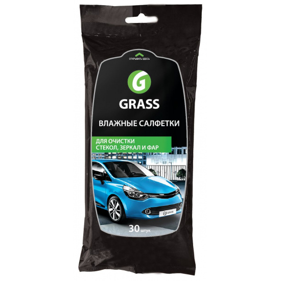Влажные салфетки GRASS для очистки стекол, зеркал и фар 30шт (16) - 1