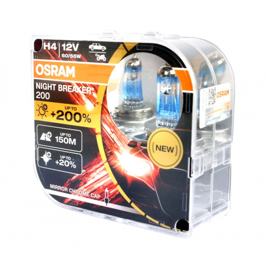 Лампа Osram H4 12V 60/55W NIGHT BREAKER +200% яркости (2 лампы в боксе) - 1